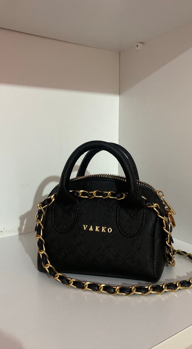 Vakko Zincir Detaylı Siyah Deri Kadın Çanta - Görsel 2