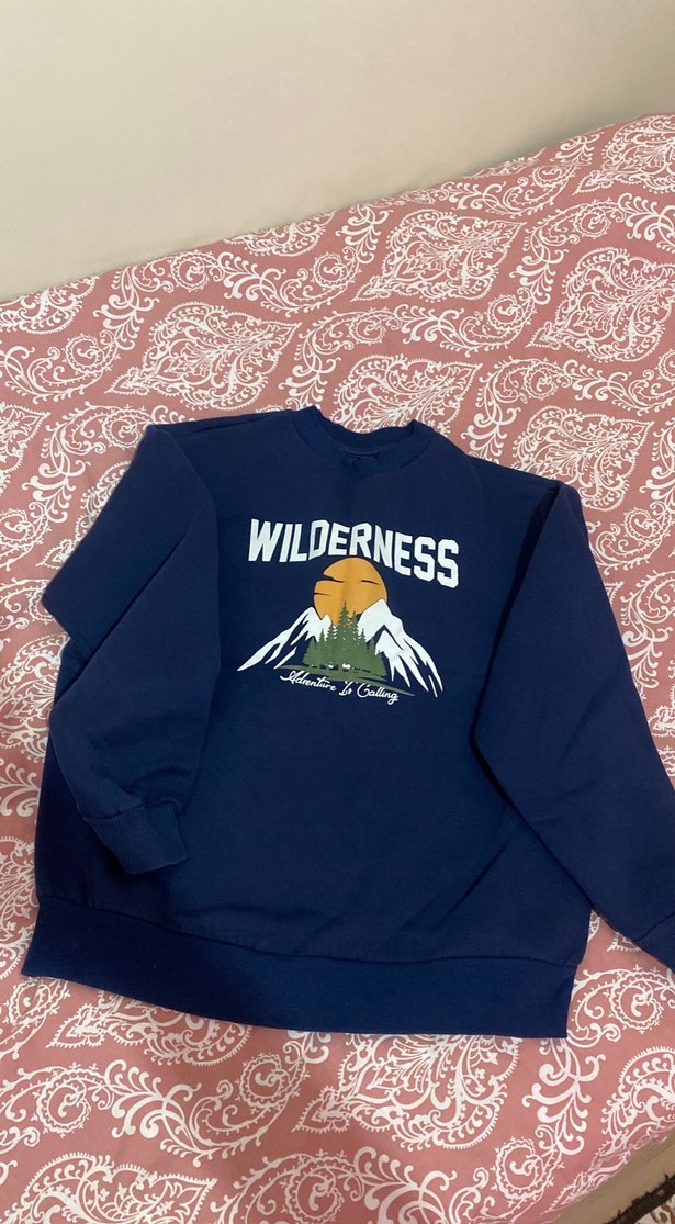 Mavi Baskılı Kadın Sweatshirt - Görsel 3