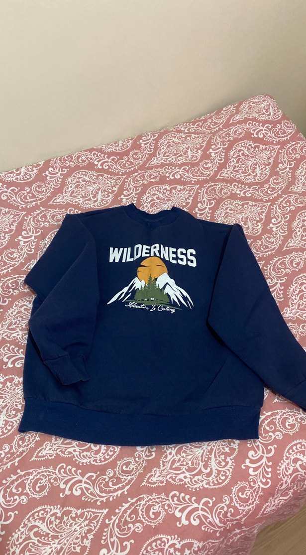 Mavi Baskılı Kadın Sweatshirt - Görsel 2