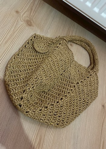 Bej Örgü Bohem Kadın Çanta - Görsel 2