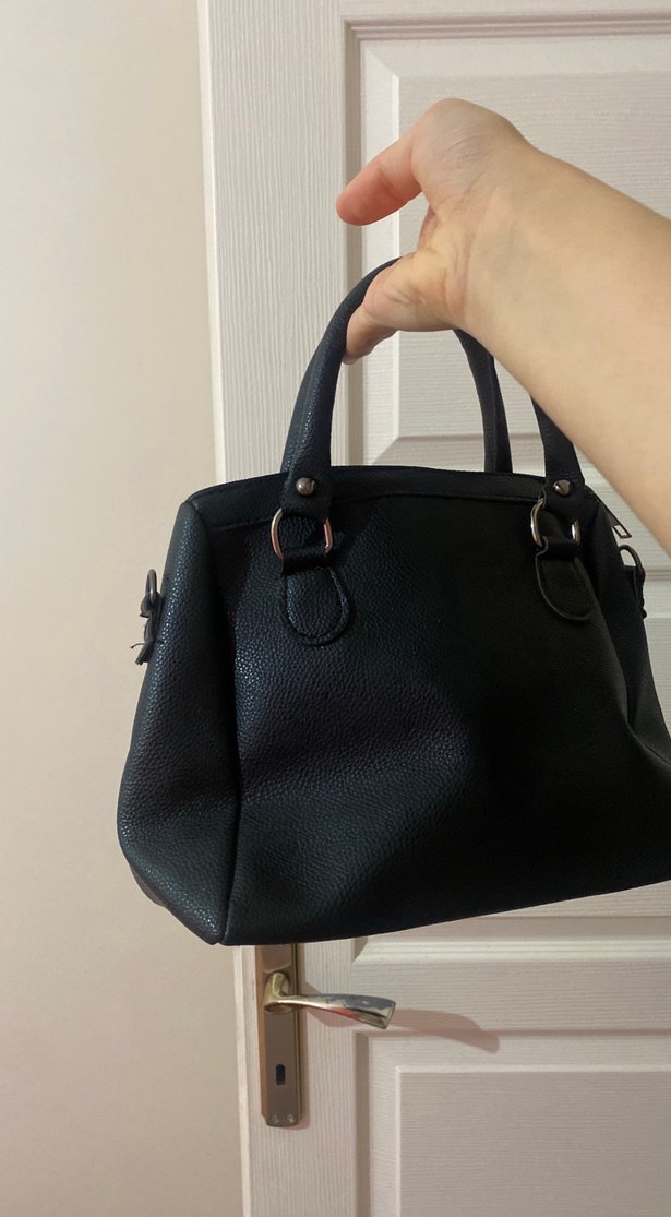 Siyah Deri Tokalı Kadın Çanta - Görsel 3