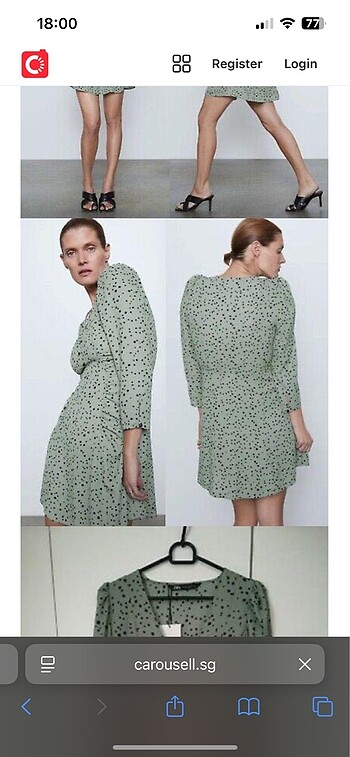 xs Beden yeşil Renk Zara mini elbise
