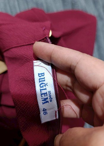 46 Beden Bordo Uzun Kollu Düğmeli tunik