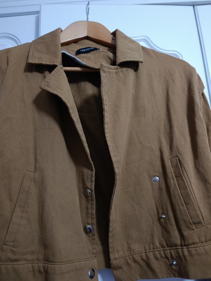 Bej Denim Midi Kadın Ceket - Görsel 4