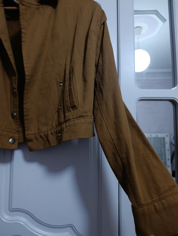 Bej Denim Midi Kadın Ceket - Görsel 3