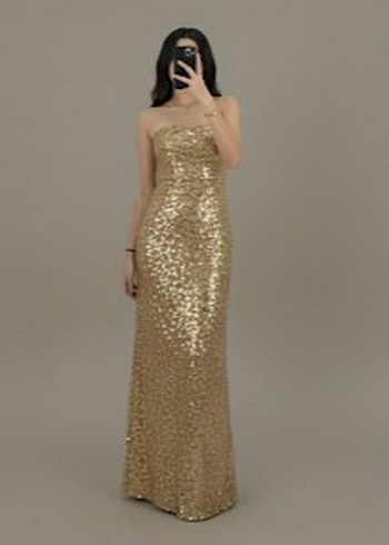 Parlak Straplez Uzun Abiye - Görsel 4