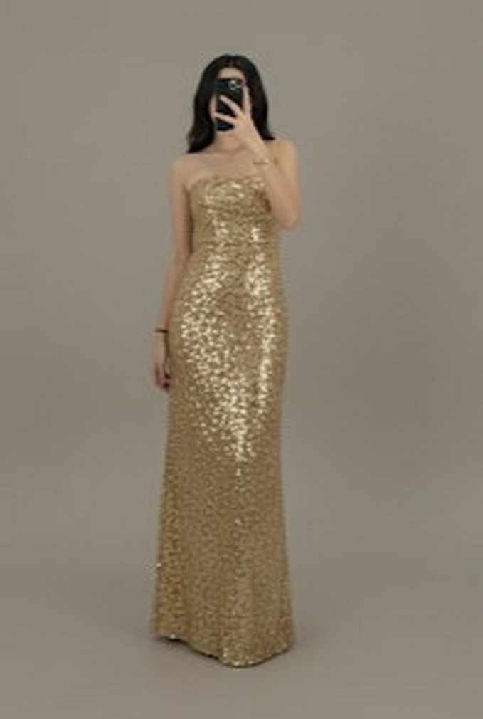 Parlak Straplez Uzun Abiye - Görsel 4