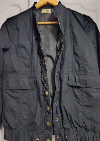 Düğmeli Lacivert Denim Kadın Ceket - Görsel 3