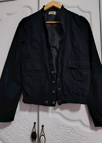 Düğmeli Lacivert Denim Kadın Ceket - Görsel 2