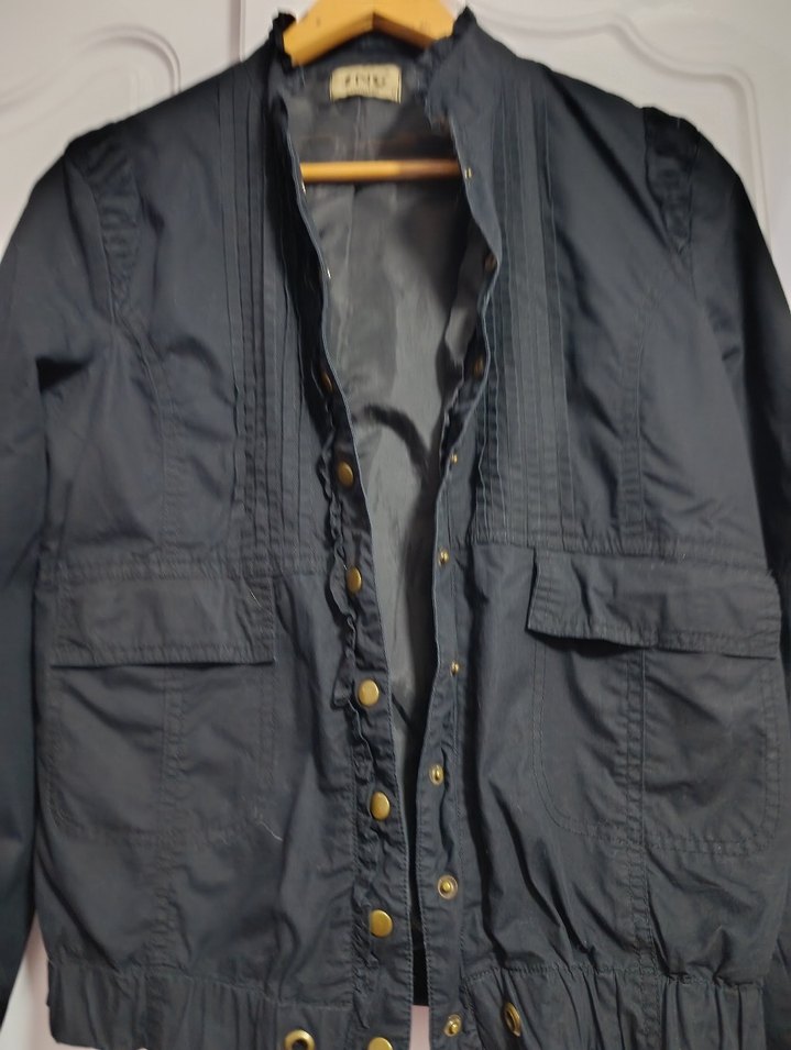 Düğmeli Lacivert Denim Kadın Ceket - Görsel 3