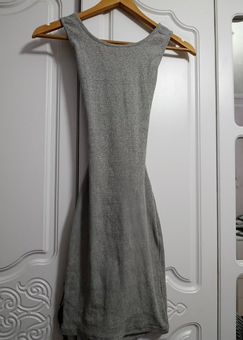 Gri Kolsuz Midi Kadın Elbise - Görsel 4