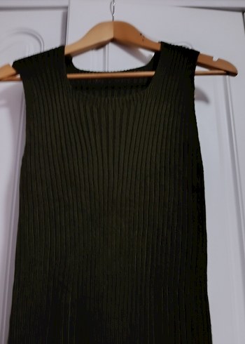 Kadın Haki Fitilli Triko Elbise - Görsel 3