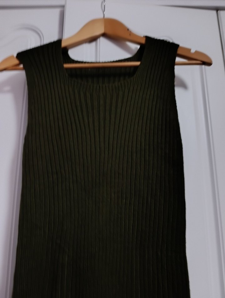 Kadın Haki Fitilli Triko Elbise - Görsel 3