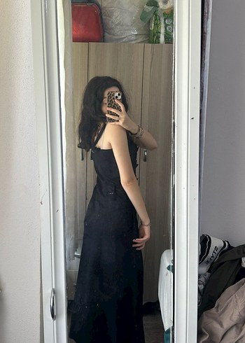 Diğer Siyah ince askılı Midi Elbise