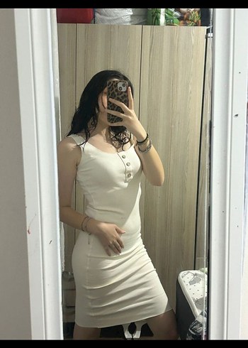 Trendyol & Milla Beyaz Midi Kalem Elbise