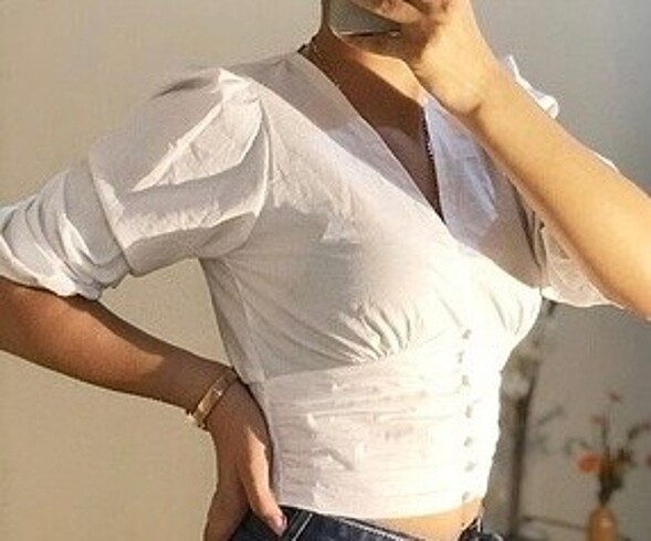 s Beden beyaz Renk Cropp gömlek