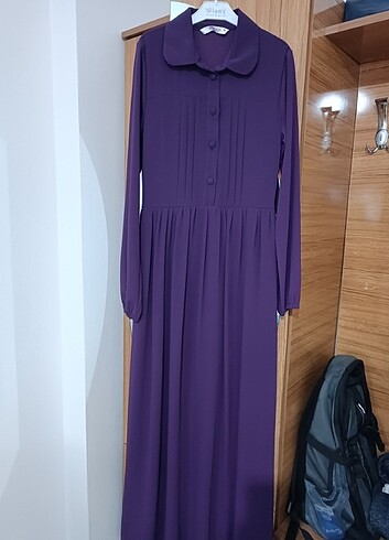 Mürdüm uzun elbise - Görsel 3