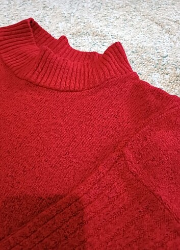 Kırmızı triko kazak - Görsel 4