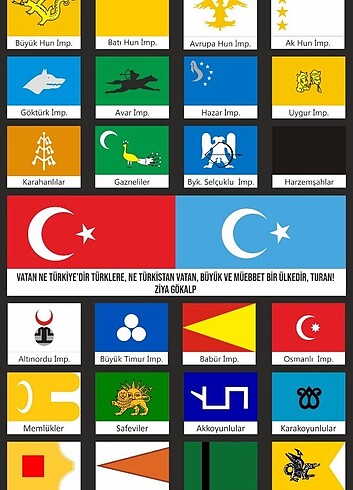 Türk devletleri bayrakları posteri