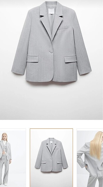 Gri Çizgili Blazer Ceket