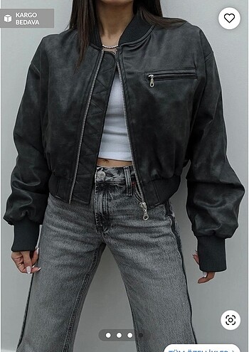 Pull and Bear Bomber Deri Ceket