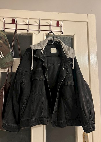 Gri Kapüşonlu Kadın Denim Ceket