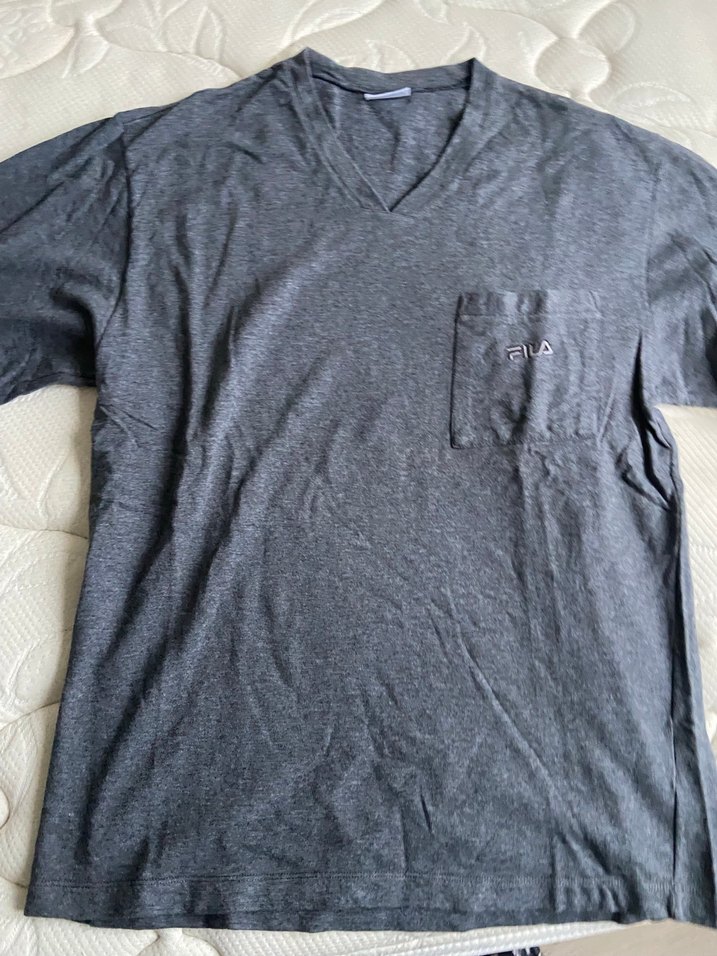 Gri V Yaka Kısa Kollu Erkek Pijama Üstü - Görsel 2