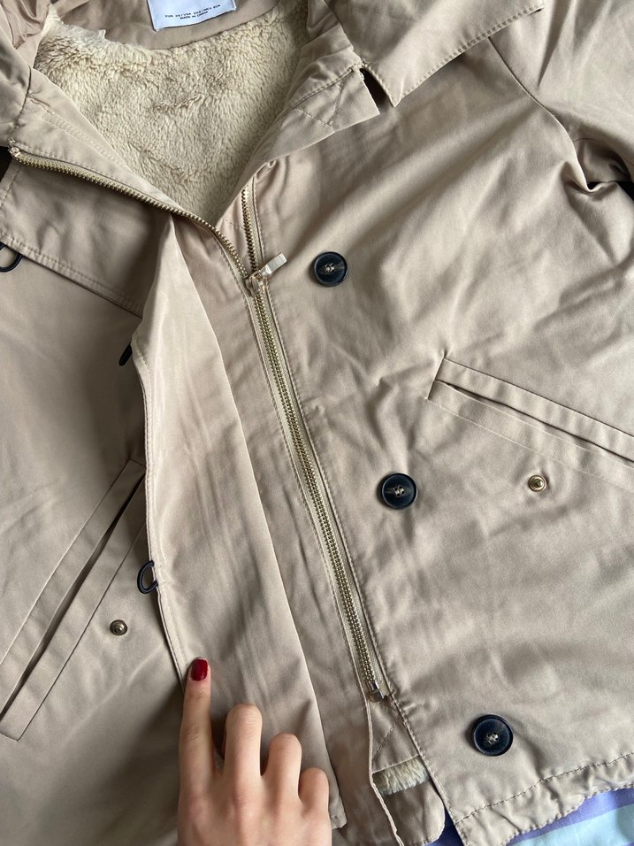 Bej Düğmeli Midi Kadın Ceket - Görsel 3