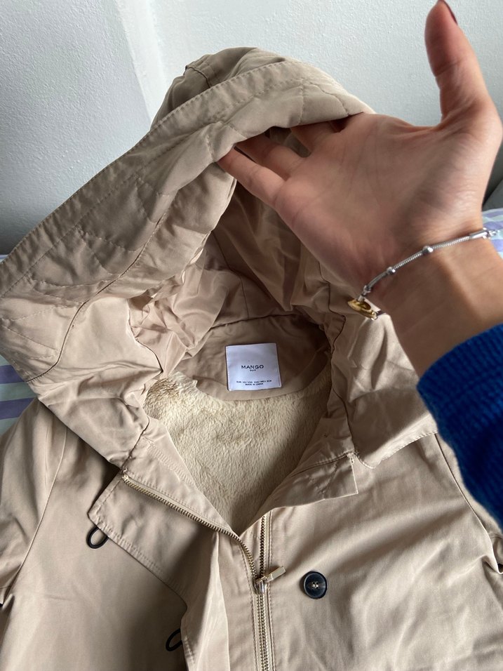 Bej Düğmeli Midi Kadın Ceket - Görsel 4