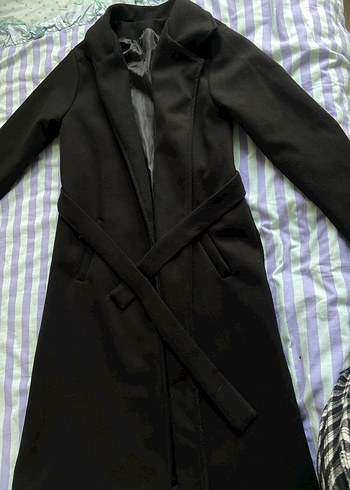 Kemerli Siyah Uzun Kaban - Görsel 2