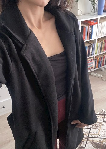 Kemerli Siyah Uzun Kaban - Görsel 8