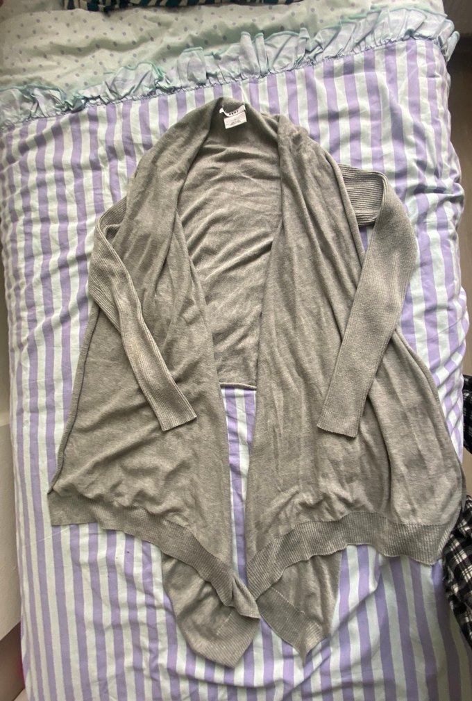 Gri Midi Uzun Kollu Keten Hırka - Görsel 4