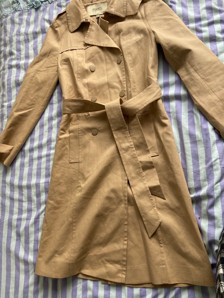 Bej Midi Kadın Trençkot İpekyol - Görsel 4