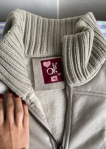 Bej deri Kadın Fermuarlı Ceket - Görsel 2