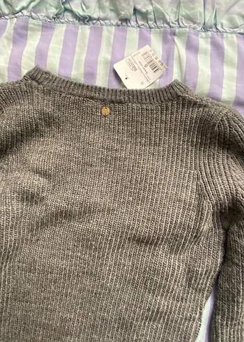 Gri Uzun Kollu Triko Kadın Elbise - Görsel 4