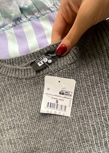 Gri Uzun Kollu Triko Kadın Elbise - Görsel 2