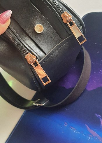 ZARA Siyah Deri Fermuarlı Kadın Çanta - Görsel 5