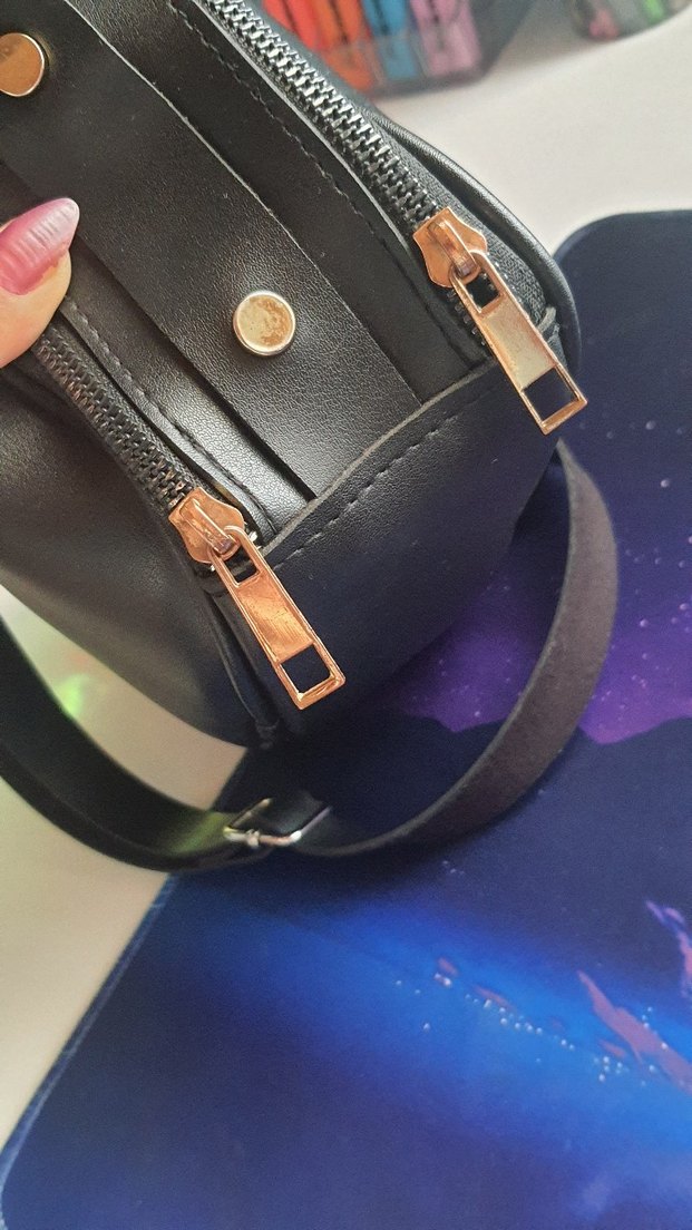 ZARA Siyah Deri Fermuarlı Kadın Çanta - Görsel 5