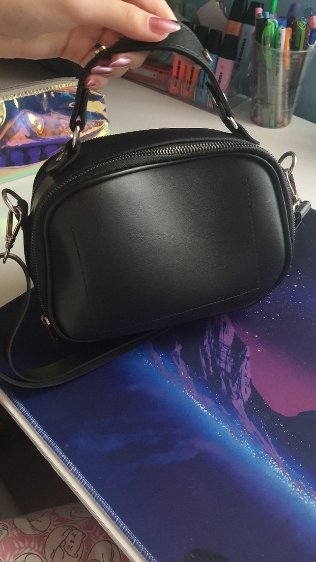 ZARA Siyah Deri Fermuarlı Kadın Çanta - Görsel 3