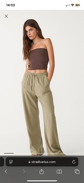 Stradivarius keten karışımlı pantolon