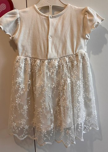 Kız Çocuk Beyaz Dantel Nakışlı Elbise - Görsel 5