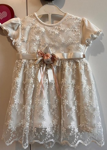 Kız Çocuk Beyaz Dantel Nakışlı Elbise - Görsel 2