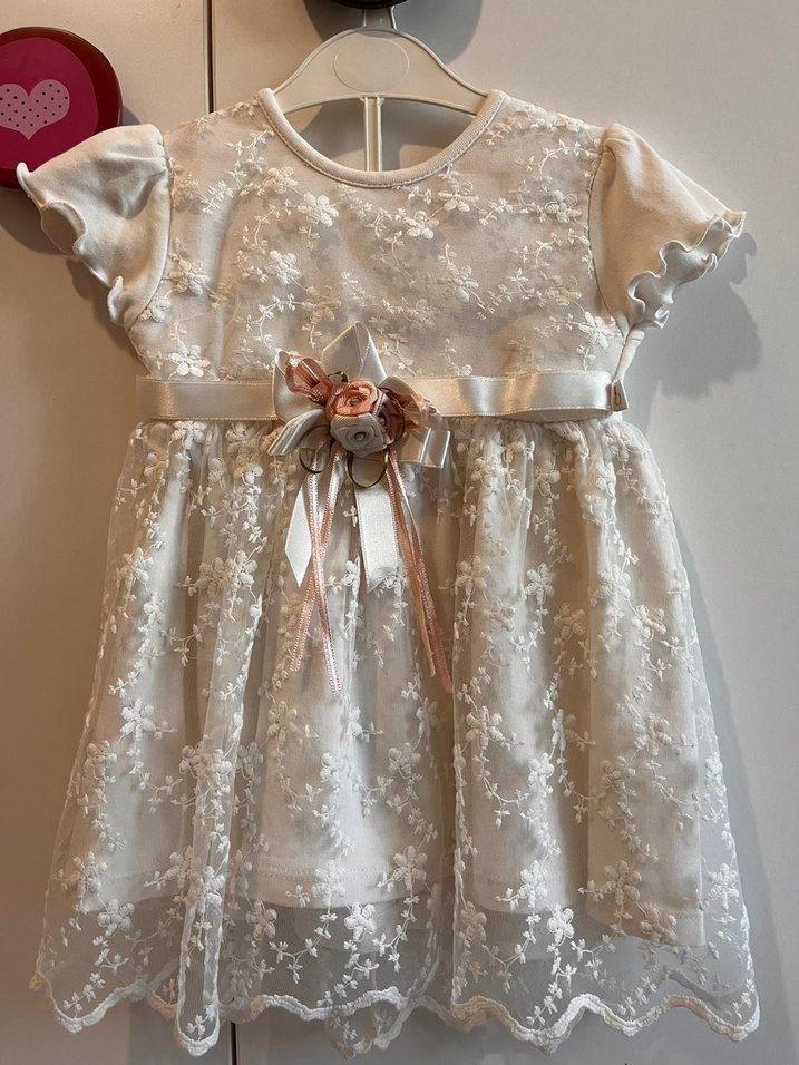 Kız Çocuk Beyaz Dantel Nakışlı Elbise - Görsel 2