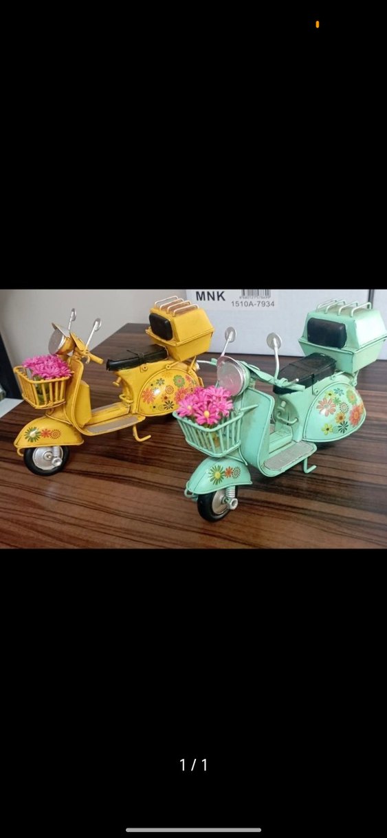 Yeşil Çiçekli Nostaljik Üç Tekerlekli scooter - Görsel 4