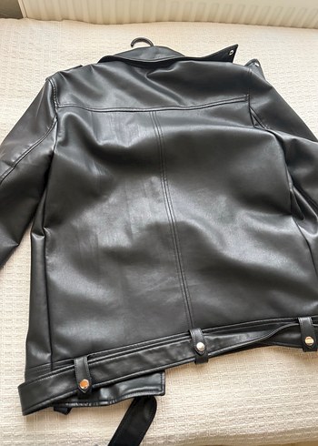 Siyah Deri Biker Ceket - Görsel 5