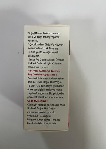 Diğer Sıhhat Doğal Hint Yağı 50ml