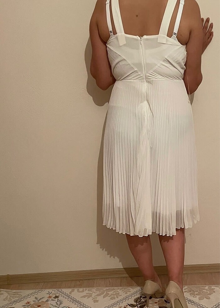 Beyaz ekru elbise - Görsel 4