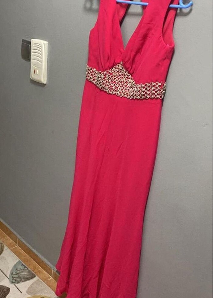 Fuşya abiye elbise az kullanılmış omuzdan etek ucu[1.62] 50 52 k - Görsel 2