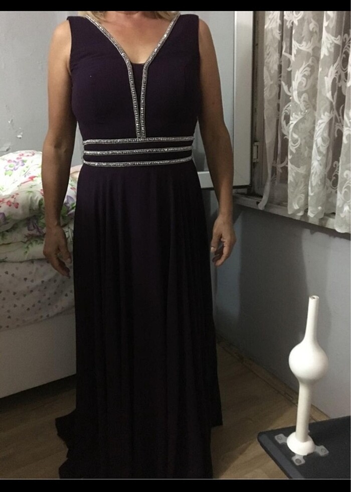 Mürdüm uzun abiye - Görsel 2