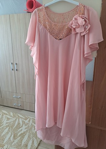 Pudra Pembe Mini Abiye Elbise